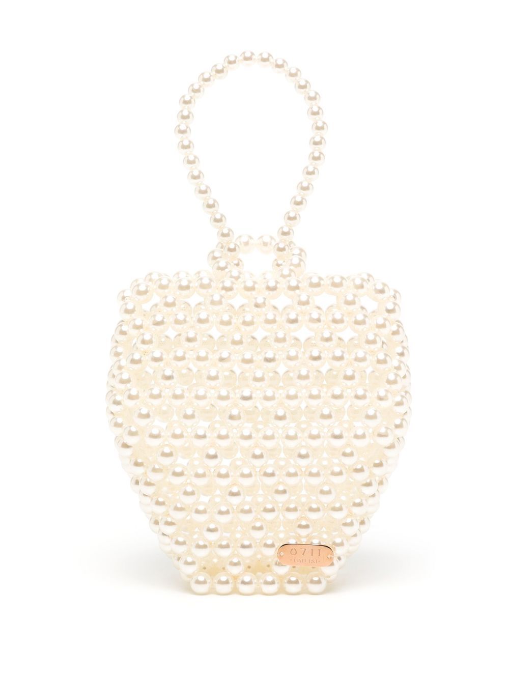 0711 Strawberry beaded tote bag - White von 0711