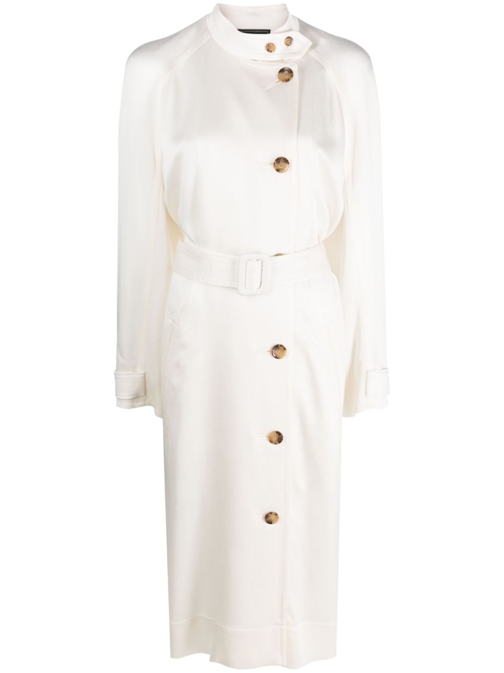 10 CORSO COMO double-breasted belted satin coat - White von 10 CORSO COMO