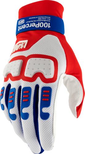 100% Langdale Gloves - rot-weiss-blau (Grösse: L) von 100percent