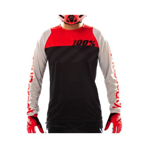 100% R-Core Jersey - grey/racer red S von 100percent