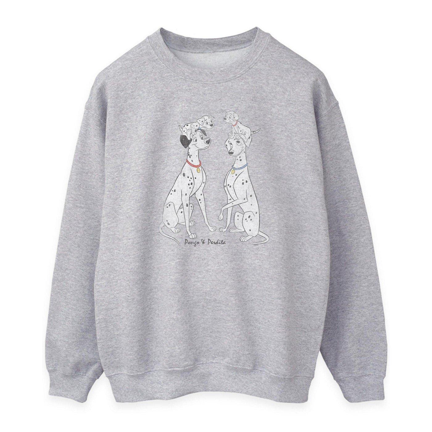 101 Dalmatians - Pongo And Perdita Sweatshirt, für Damen, Grau, Größe S von 101 Dalmatians