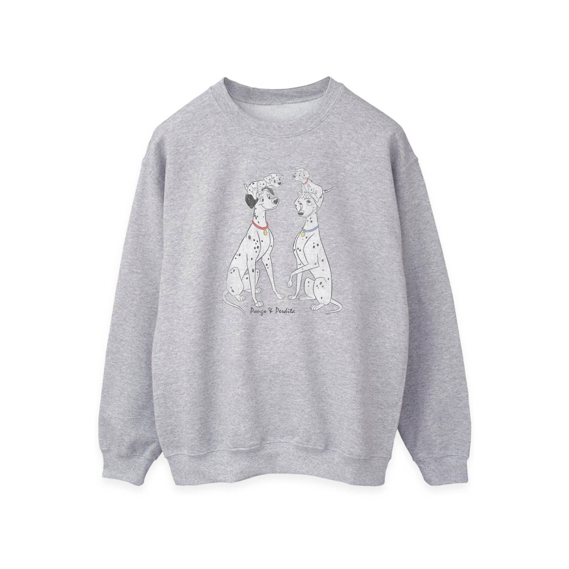 101 Dalmatians - Pongo And Perdita Sweatshirt, für Damen, Grau, Größe XS von 101 Dalmatians