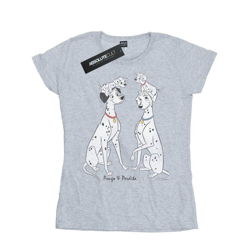 101 Dalmatians - Pongo And Perdita TShirt, für Damen, Grau, Größe XS von 101 Dalmatians