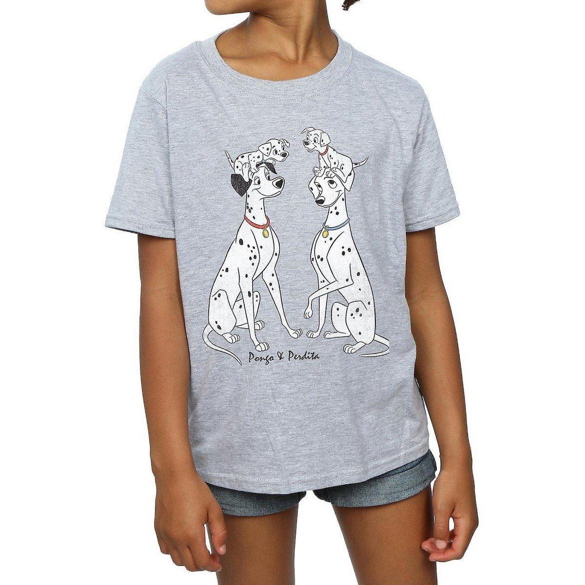 101 Dalmatians - Pongo And Perdita TShirt, 128, Grau von 101 Dalmatians