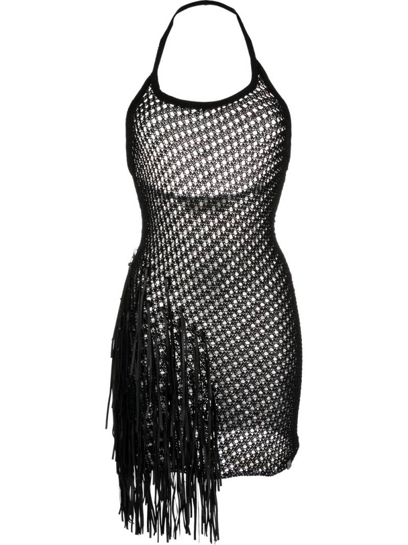 1017 ALYX 9SM fringe-trim crochet-knit mini dress - Black von 1017 ALYX 9SM