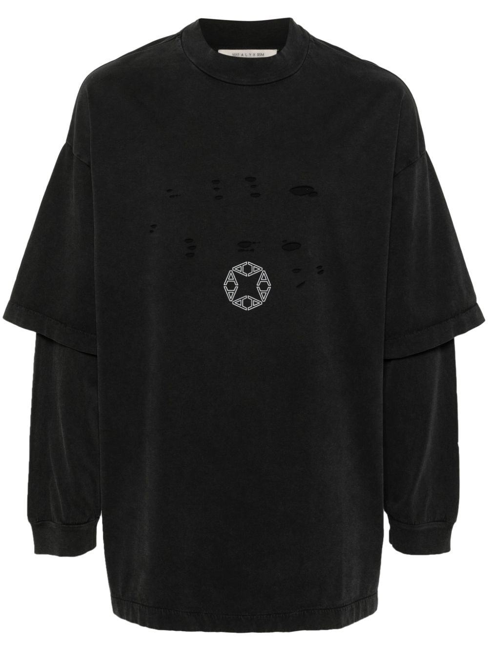 1017 ALYX 9SM logo-print ripped layered sweatshirt - Black von 1017 ALYX 9SM