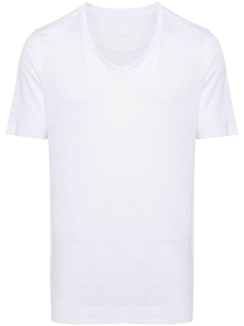 120% Lino V-neck linen T-shirt - White von 120% Lino