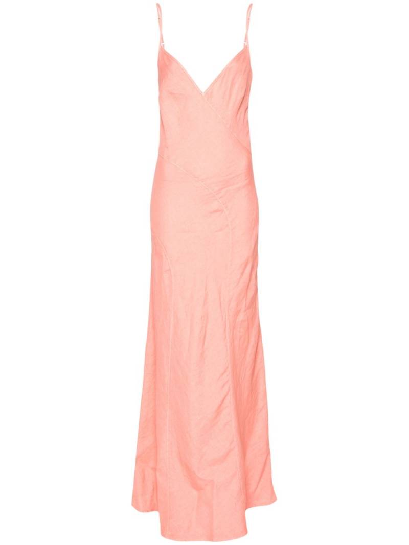 120% Lino V-neck linen maxi dress - Orange von 120% Lino