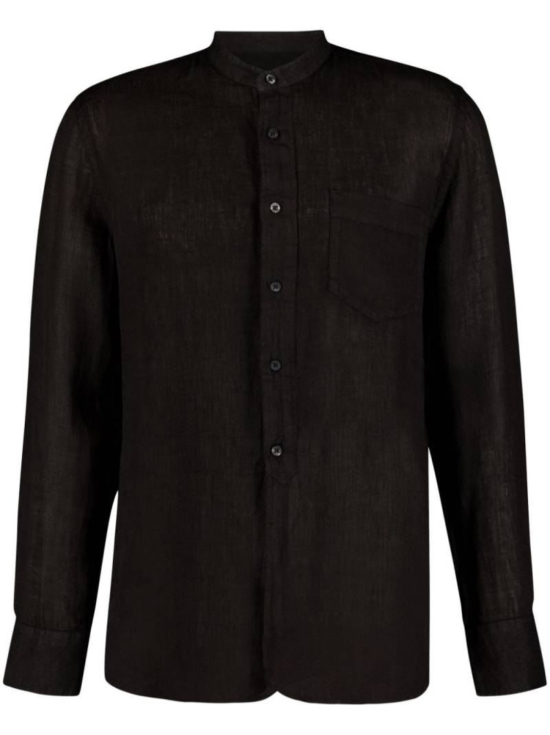 120% Lino band-collar linen shirt - Black von 120% Lino