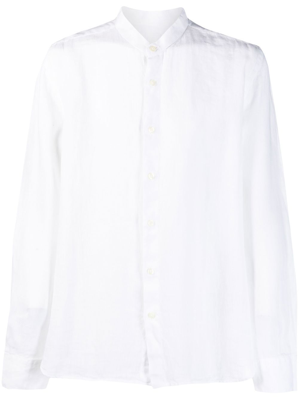 120% Lino band-collar linen shirt - White von 120% Lino