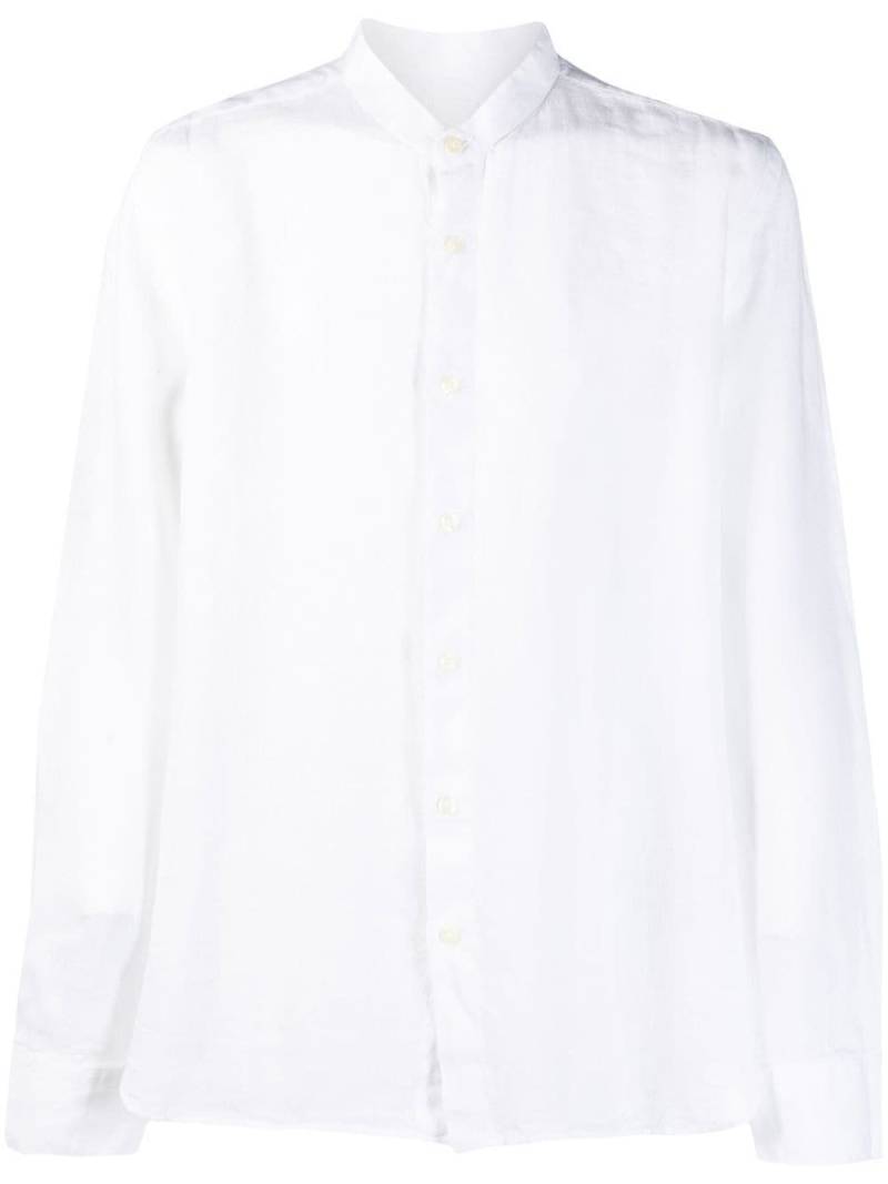 120% Lino band-collar linen shirt - White von 120% Lino