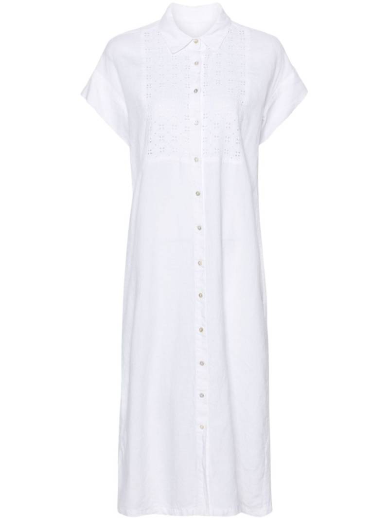 120% Lino broderie-anglaise midi shirt dress - White von 120% Lino