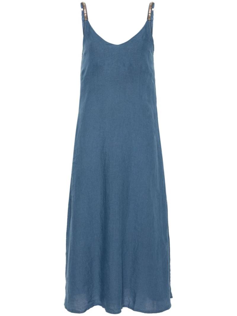 120% Lino crystal-embellished linen midi dress - Blue von 120% Lino