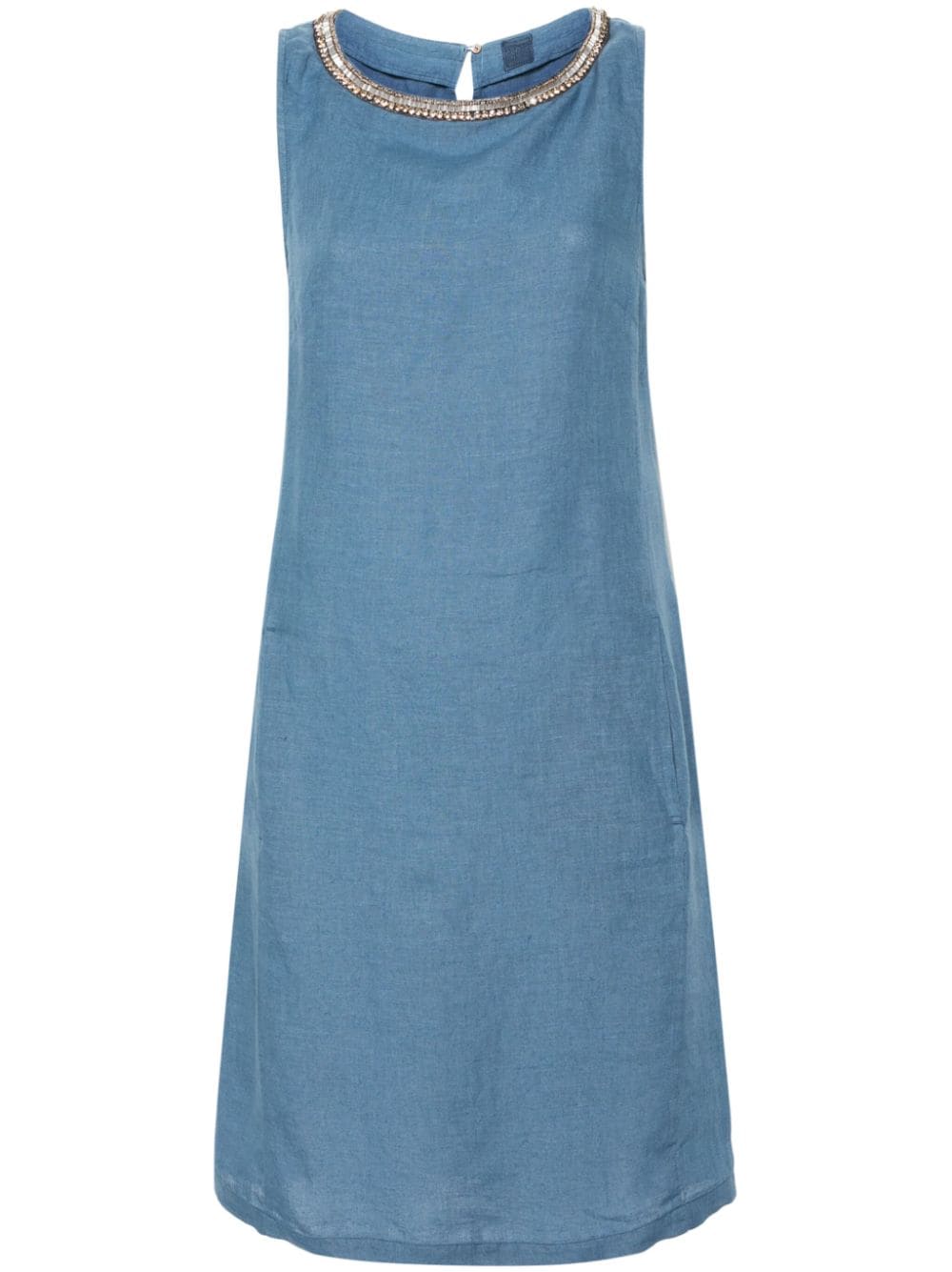 120% Lino crystal-embellished linen mini dress - Blue von 120% Lino