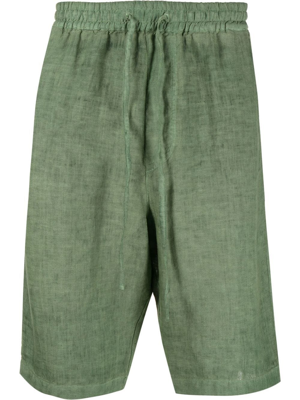 120% Lino drawstring knee-length shorts - Green von 120% Lino