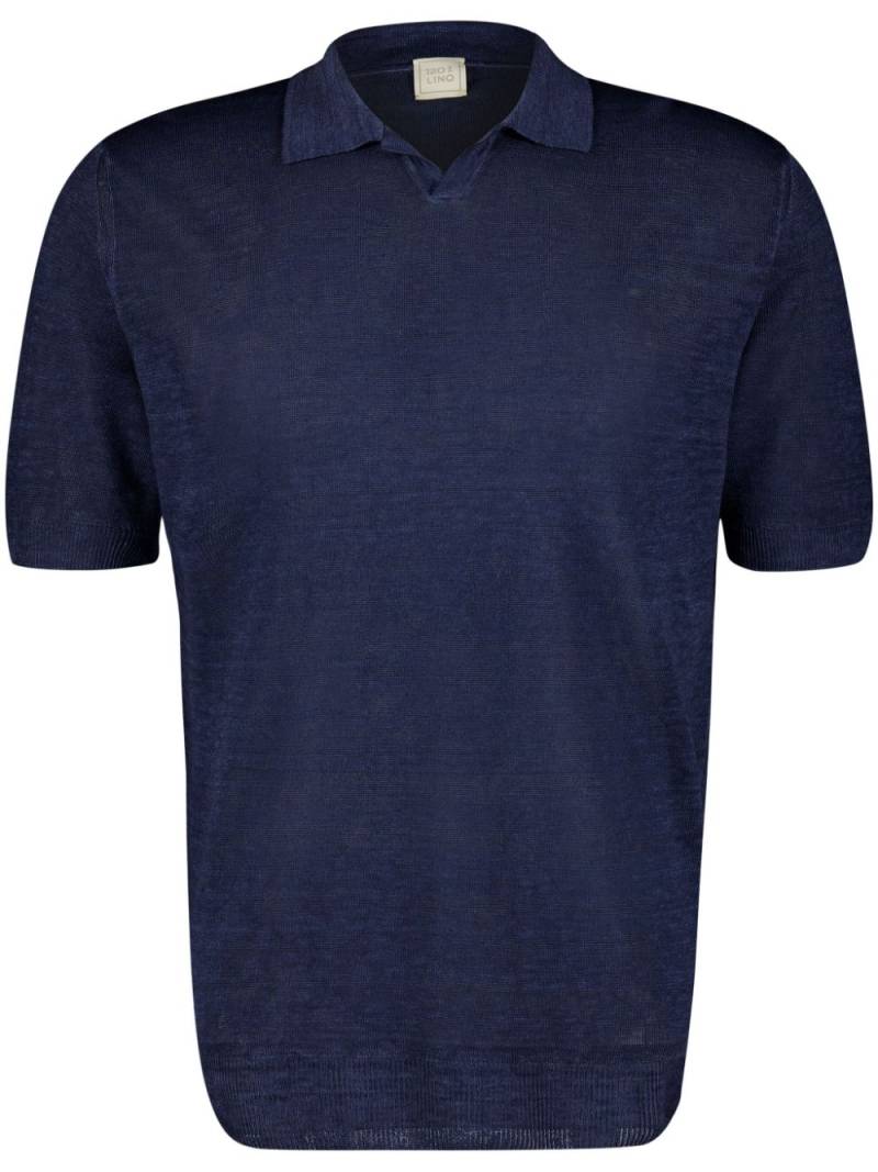 120% Lino fine-knit linen polo shirt - Blue von 120% Lino