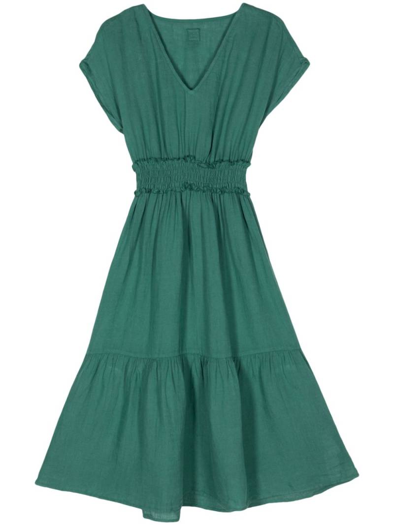 120% Lino flared linen midi dress - Green von 120% Lino