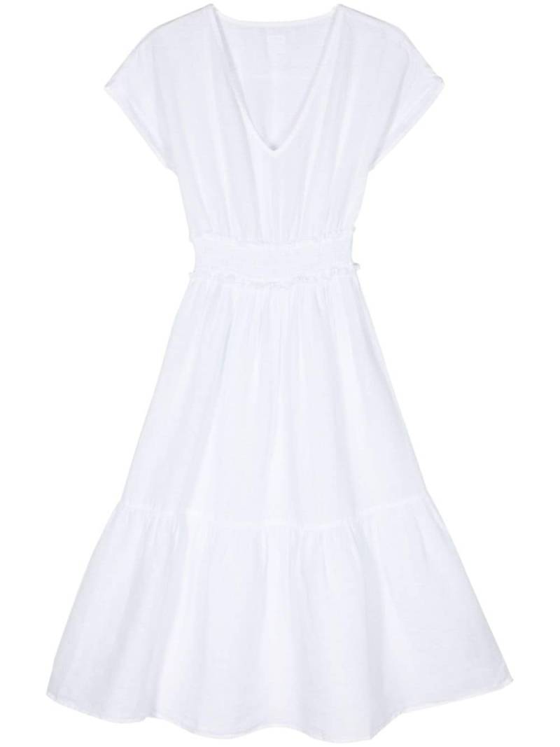 120% Lino flared linen midi dress - White von 120% Lino