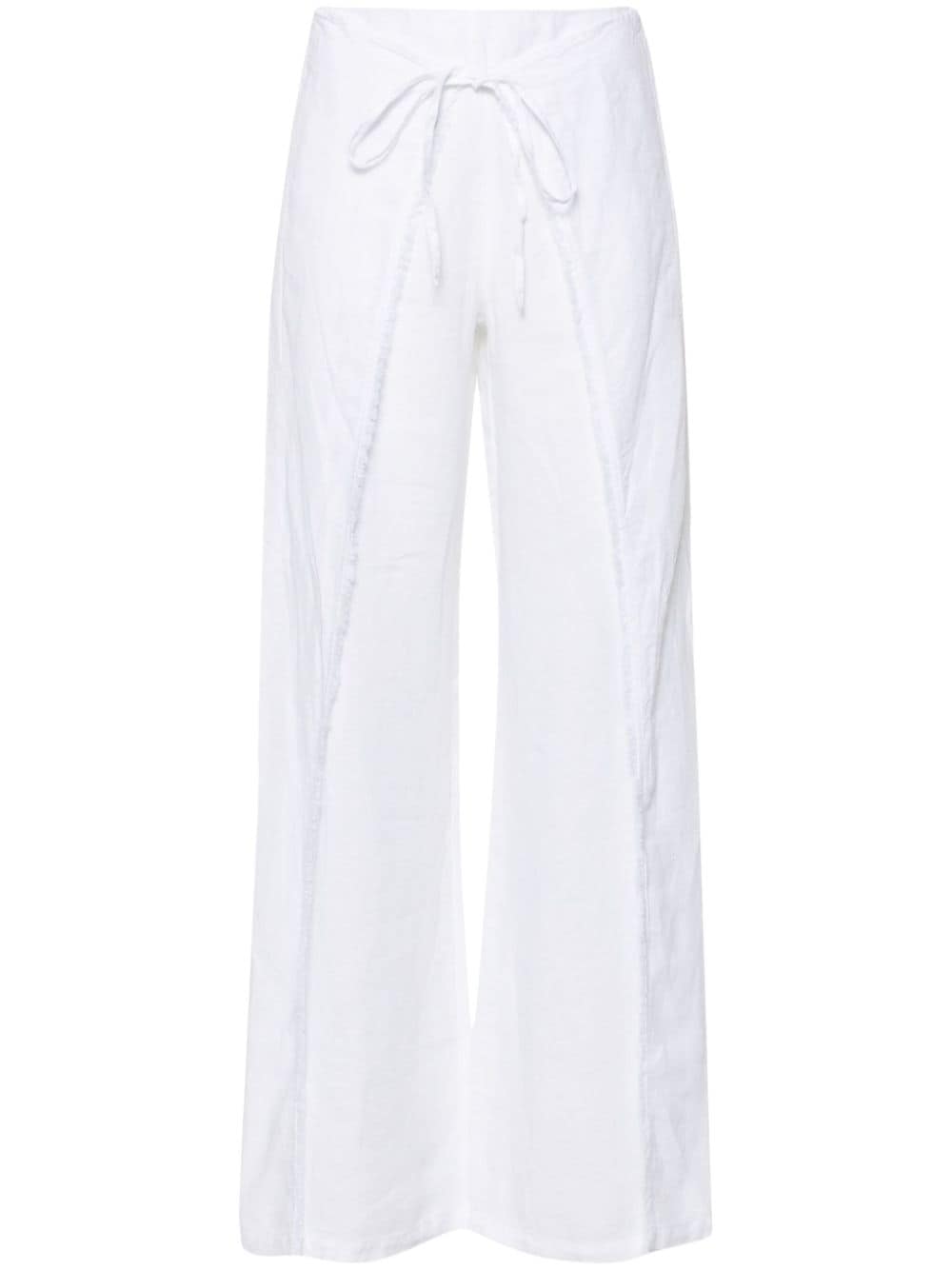 120% Lino frayed-detail linen trousers - White von 120% Lino