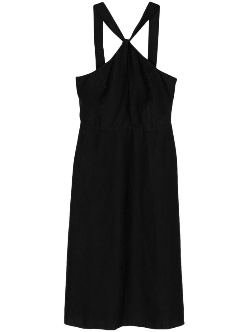 120% Lino halterneck linen minidress - Black von 120% Lino