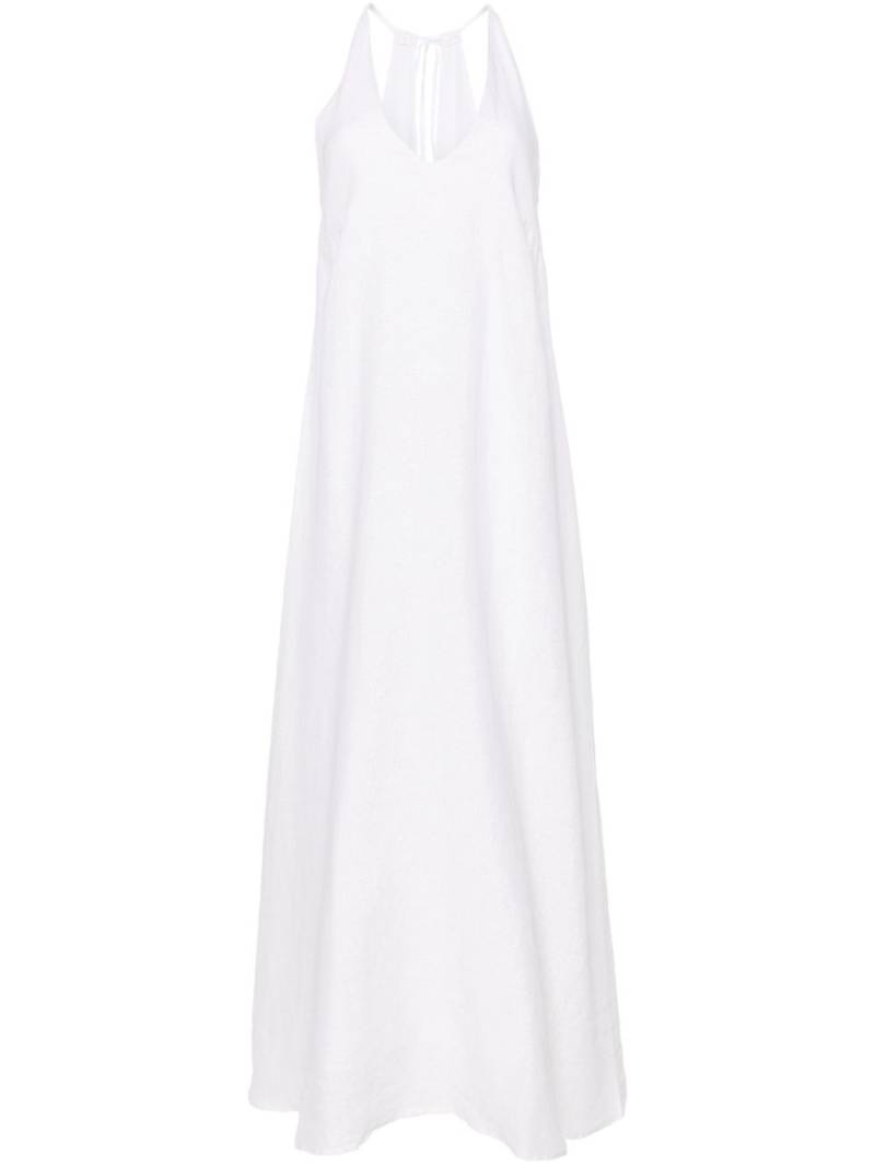 120% Lino halterneck lurex-detailed maxi dress - White von 120% Lino