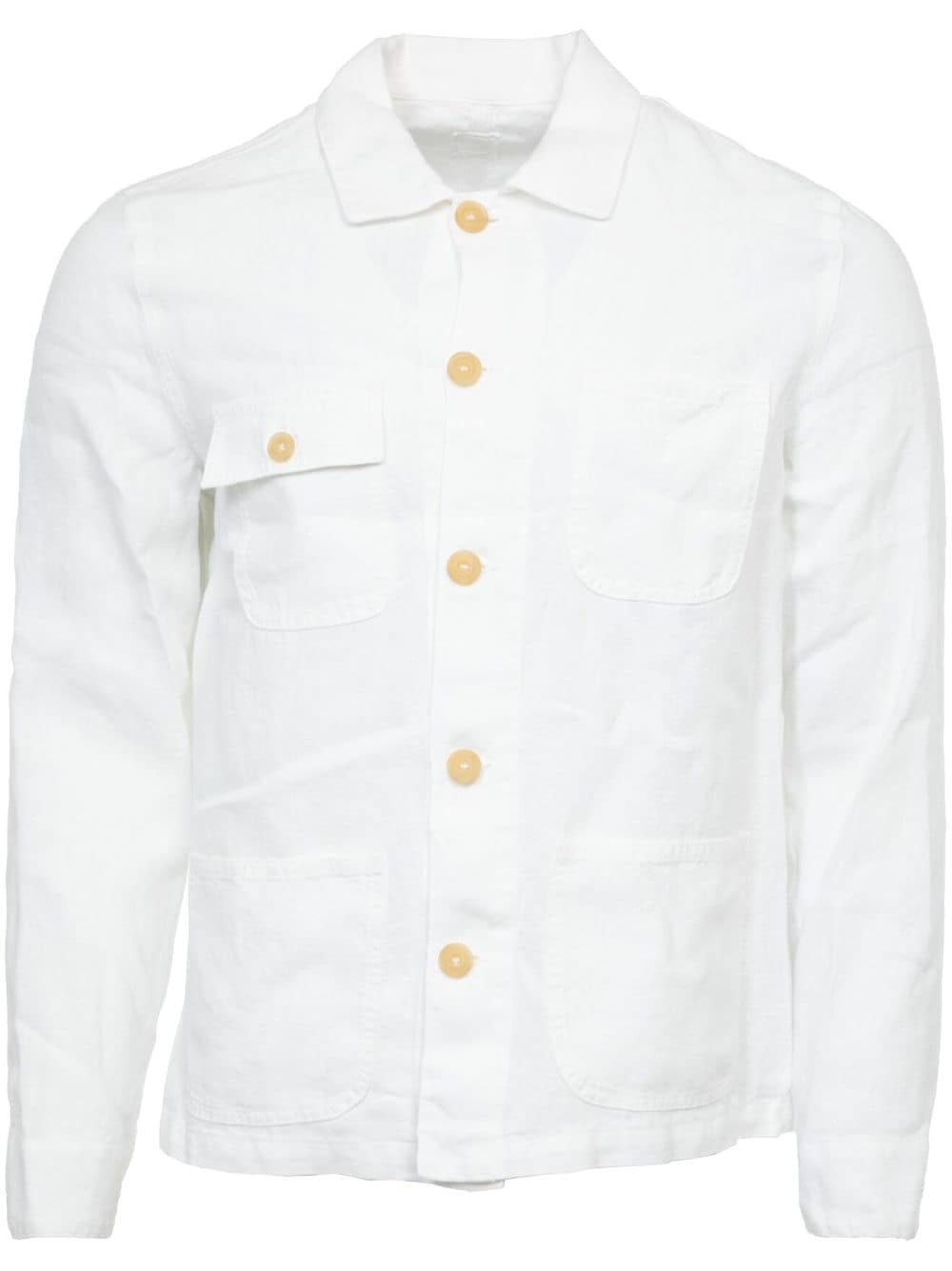 120% Lino linen shirt jacket - White von 120% Lino