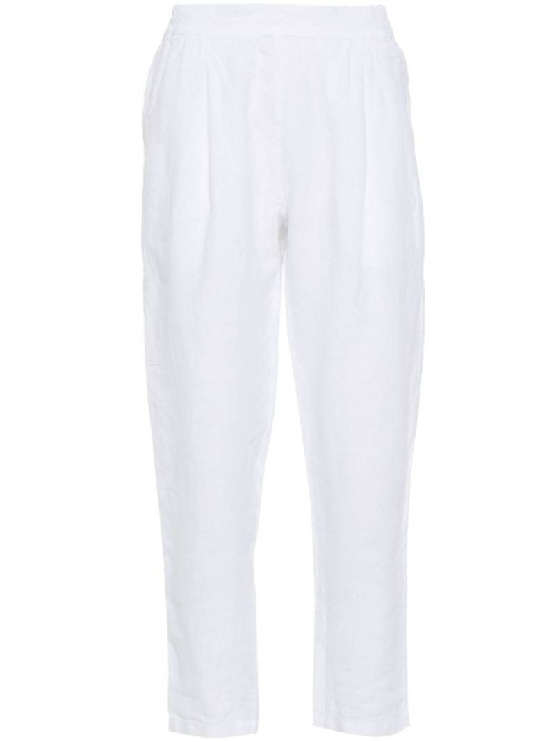 120% Lino linen tapered trousers - White von 120% Lino