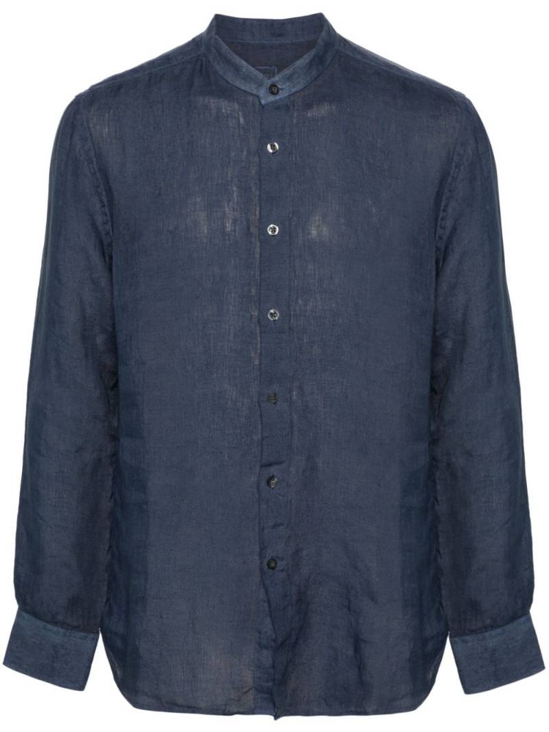 120% Lino long sleeve linen shirt - Blue von 120% Lino