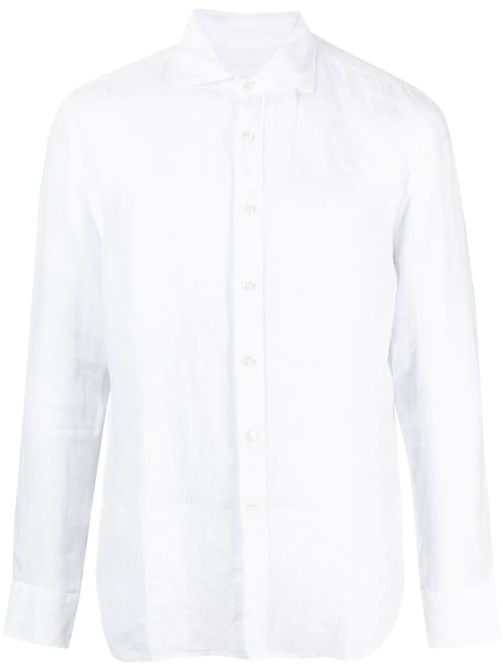 120% Lino long-sleeve linen shirt - White von 120% Lino