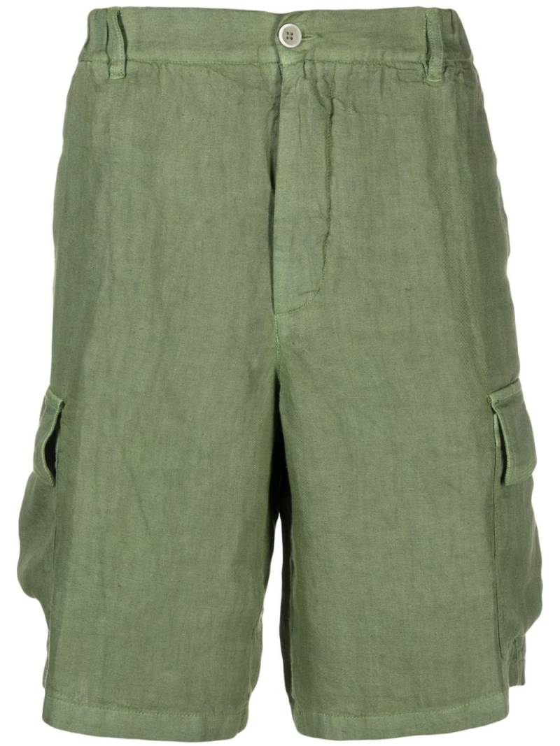 120% Lino mid-rise linen cargo shorts - Green von 120% Lino