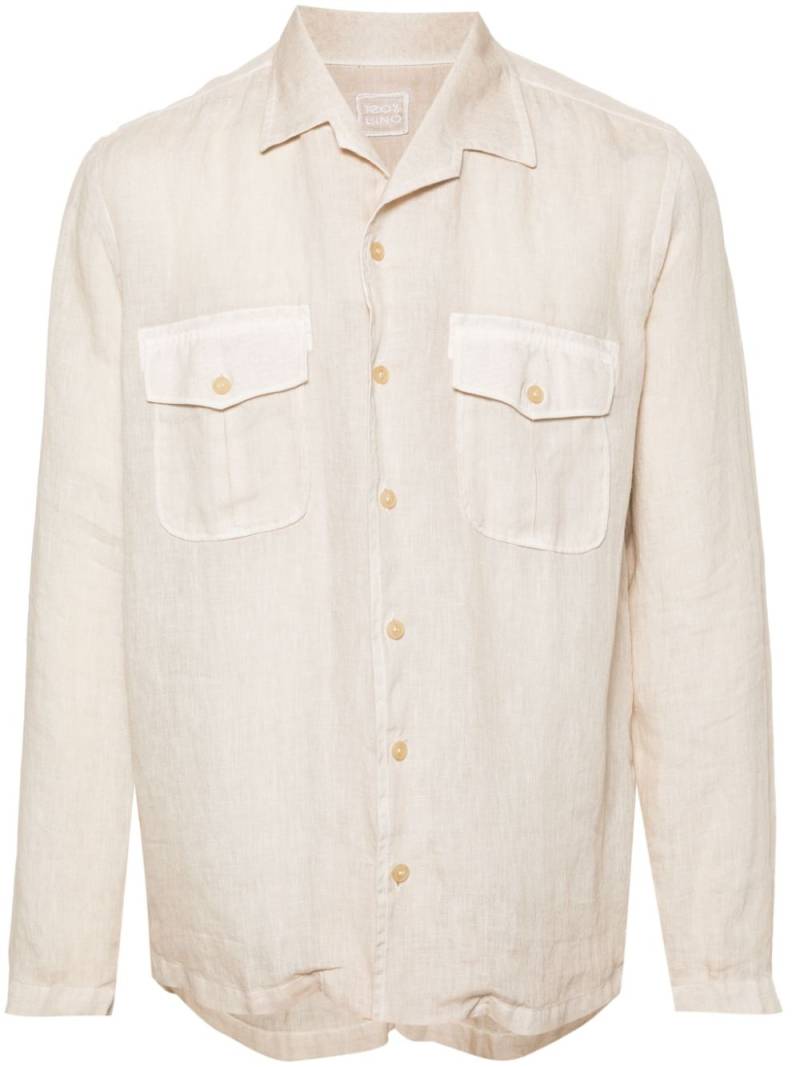 120% Lino notched-collar linen shirt - Neutrals von 120% Lino