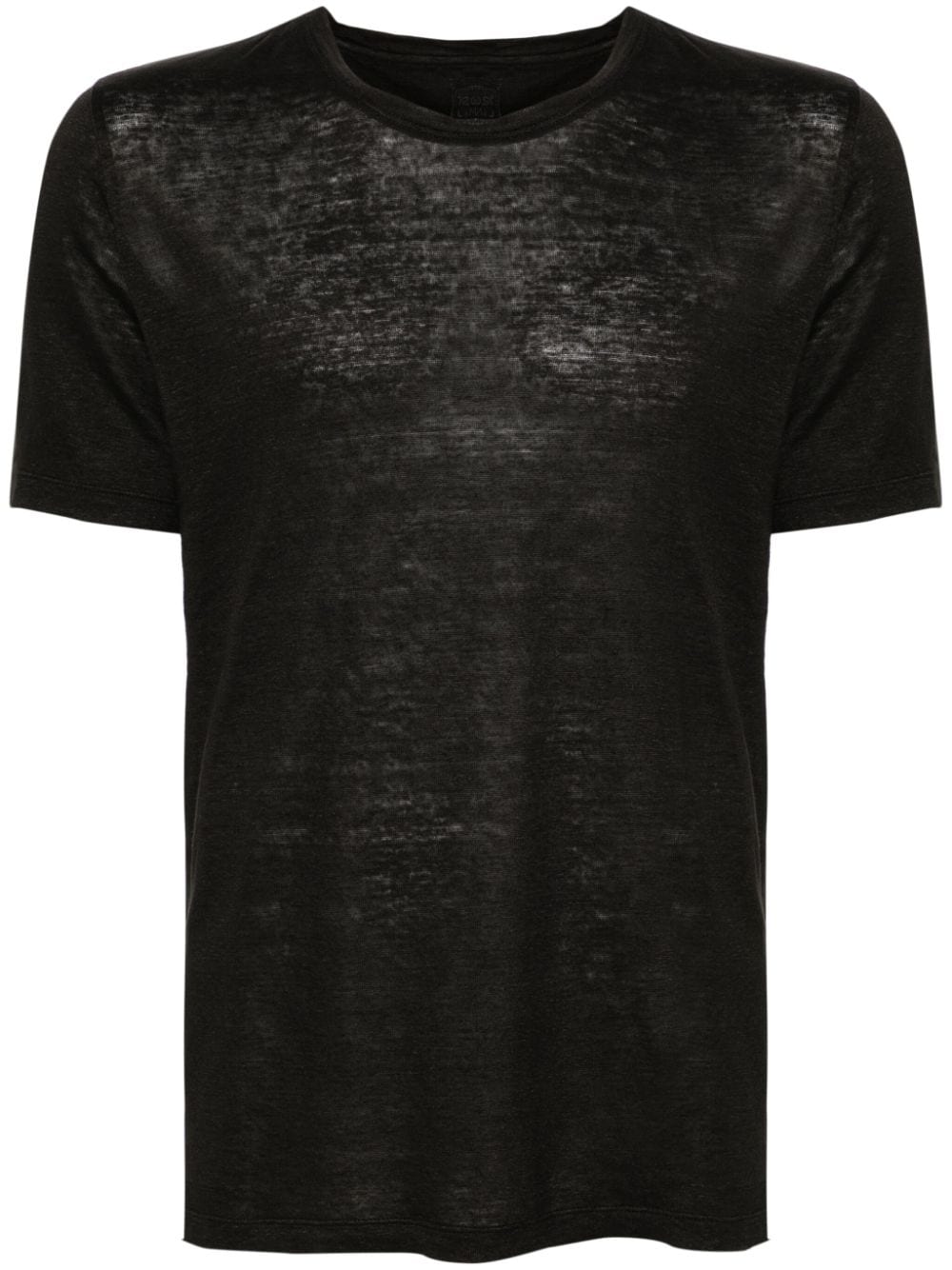 120% Lino round-neck linen T-shirt - Black von 120% Lino