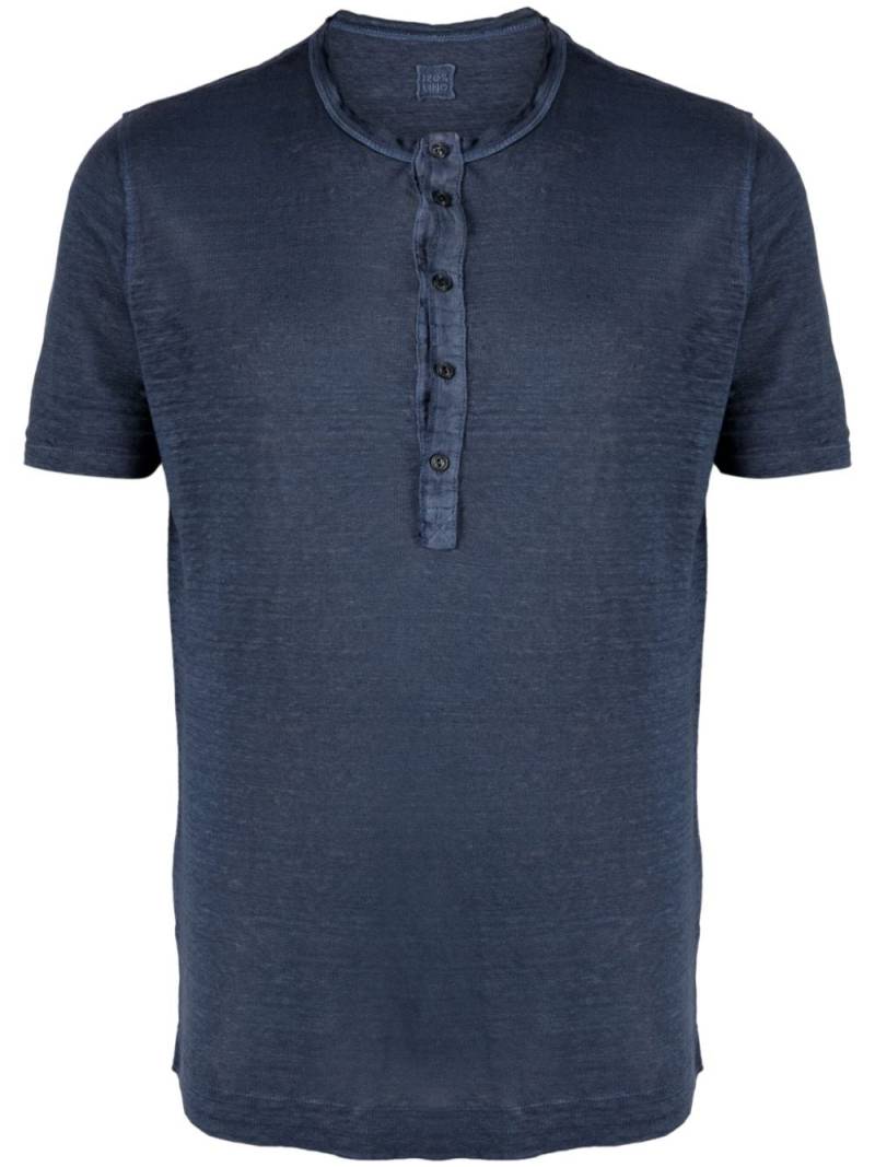 120% Lino round-neck linen T-shirt - Blue von 120% Lino