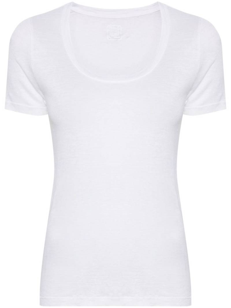 120% Lino round-neck linen T-shirt - White von 120% Lino