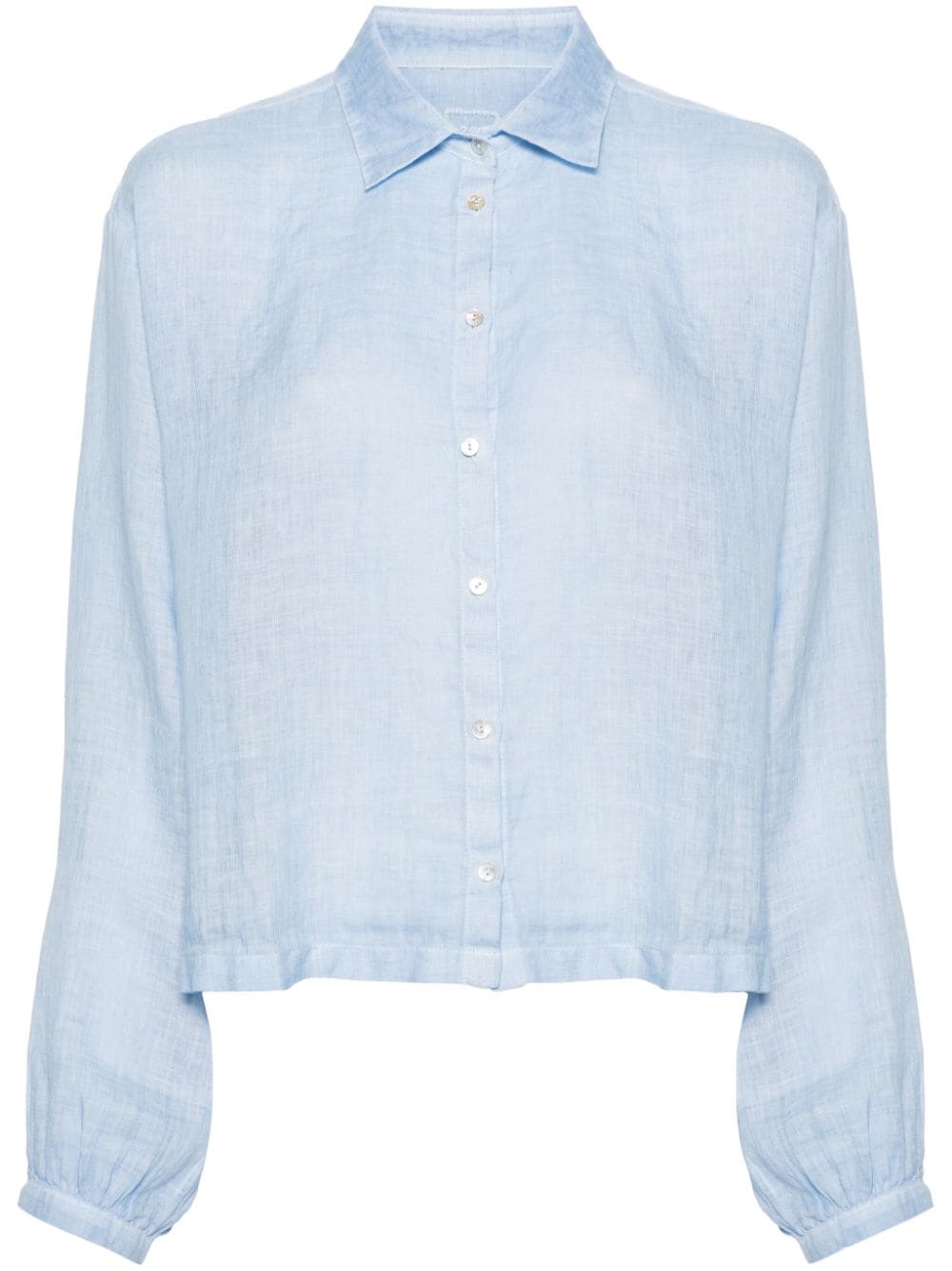 120% Lino semi-sheer linen shirt - Blue von 120% Lino
