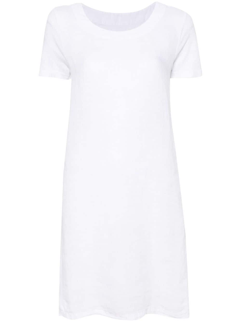 120% Lino short linen T-shirt dress - White von 120% Lino