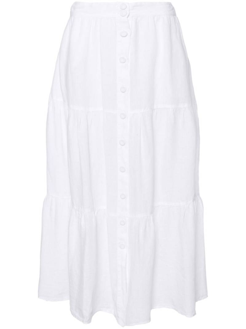 120% Lino tiered linen midi skirt - White von 120% Lino