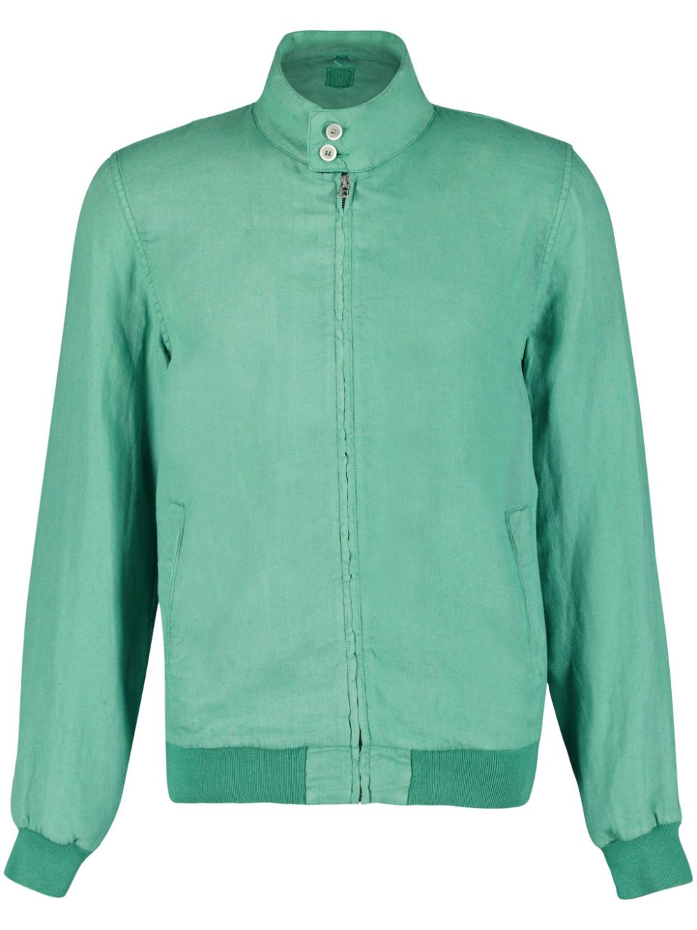 120% Lino zip-up linen bomber jacket - Green von 120% Lino