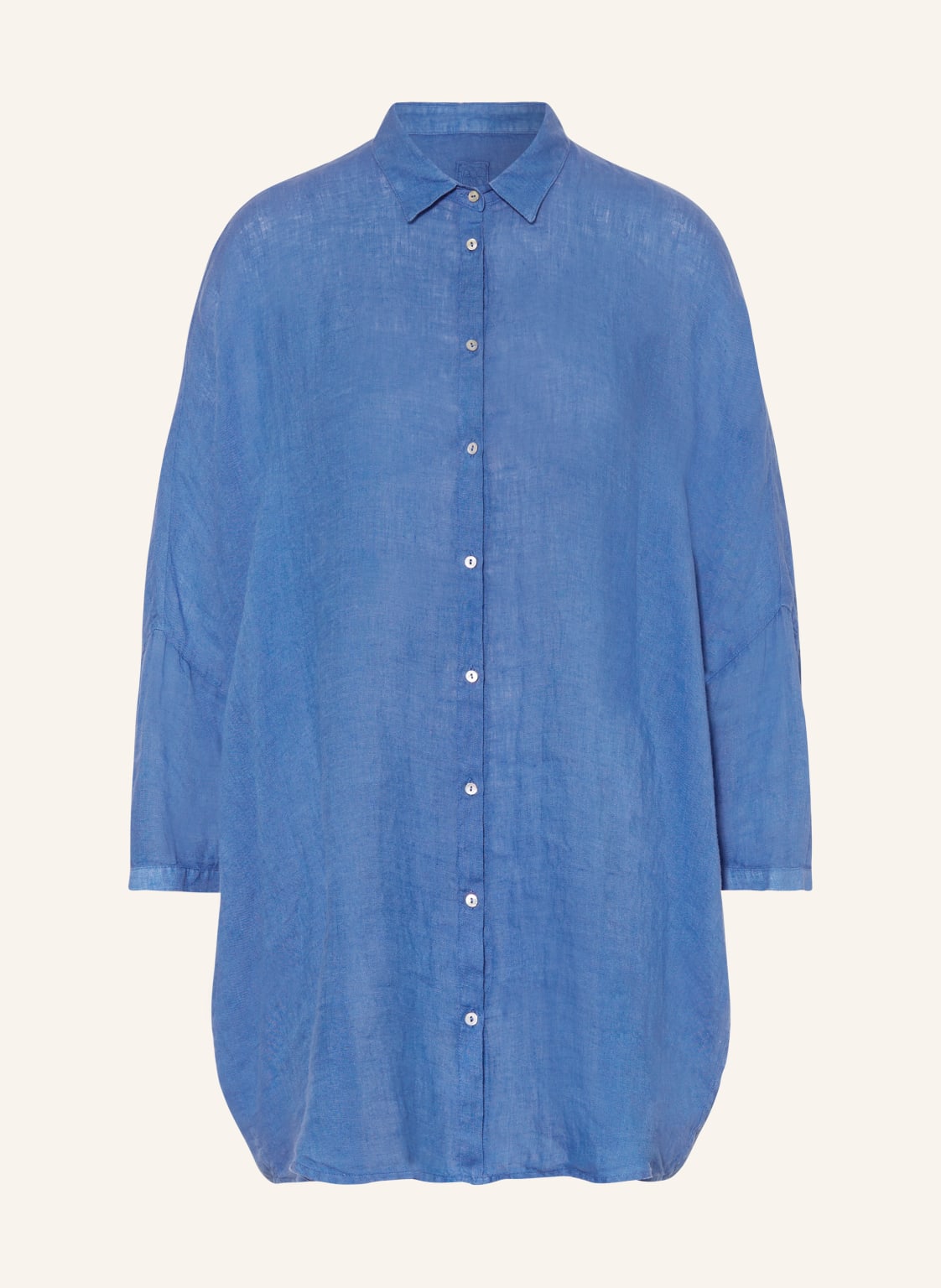 120%Lino Oversized-Hemdbluse Aus Leinen Mit 3/4-Arm blau von 120%lino