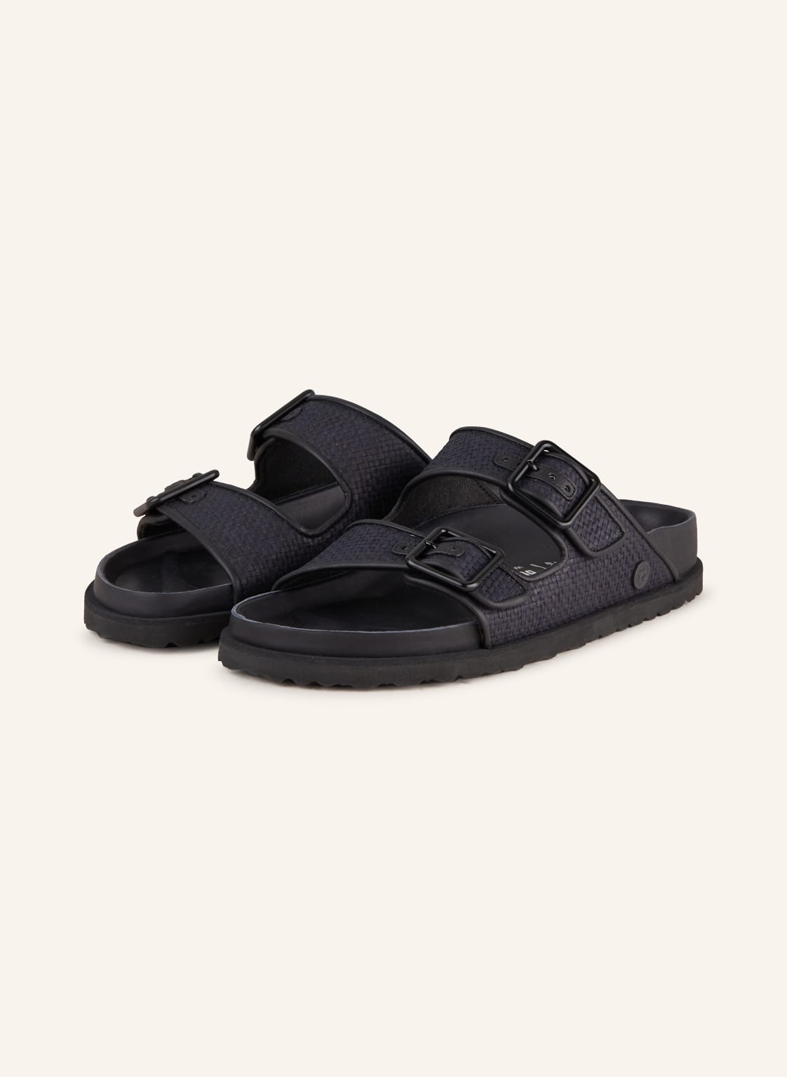 1774 Birkenstock Pantoletten Arizona Raffia Luxe schwarz von 1774 BIRKENSTOCK