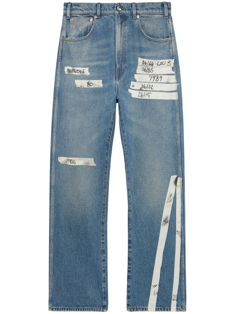 1989 STUDIO tape-print straight-leg jeans - Blue von 1989 STUDIO