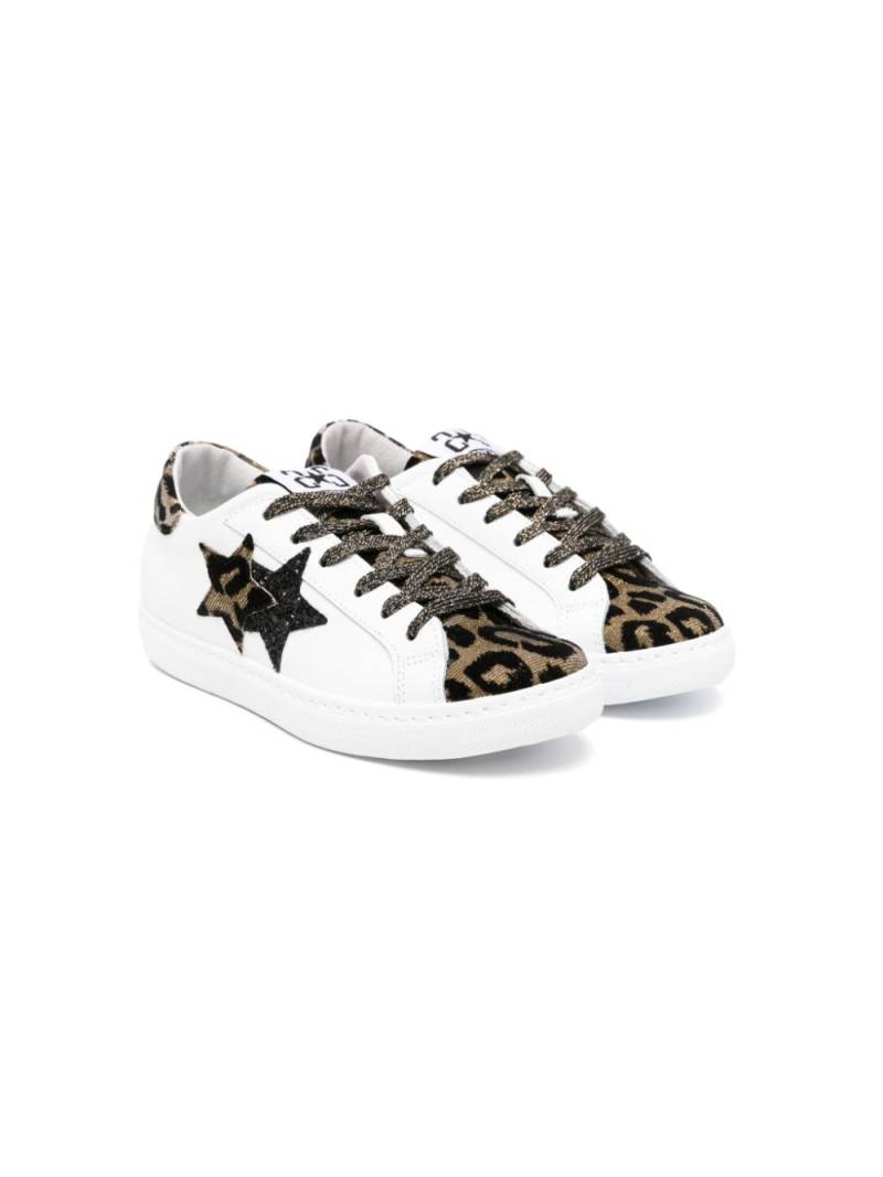 2 Star Kids flocked-leopard sneakers - White von 2 Star Kids