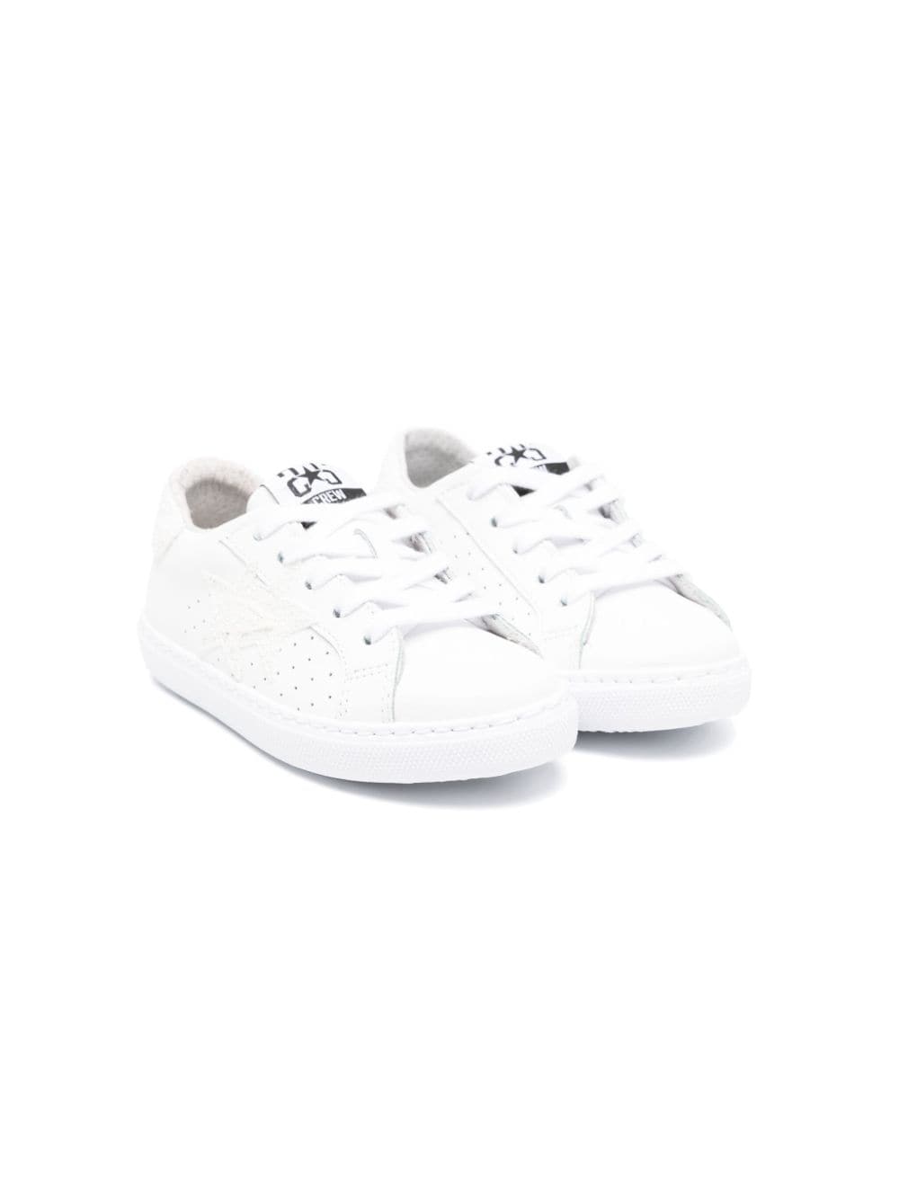 2 Star Kids glitter-detail leather sneakers - White von 2 Star Kids