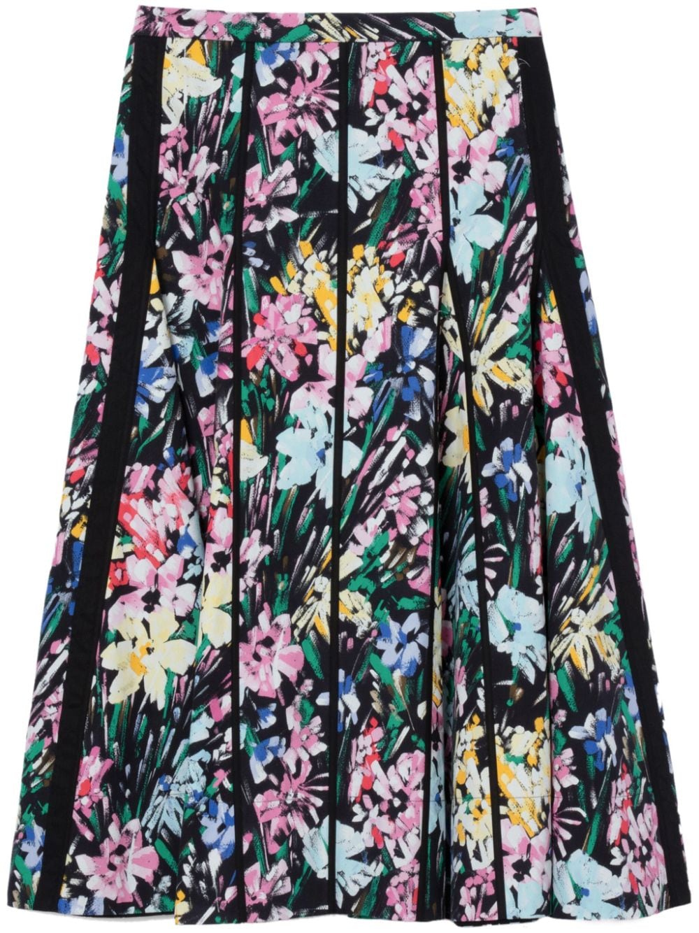 3.1 Phillip Lim Flowerworks Godet floral-print midi skirt - Black von 3.1 Phillip Lim