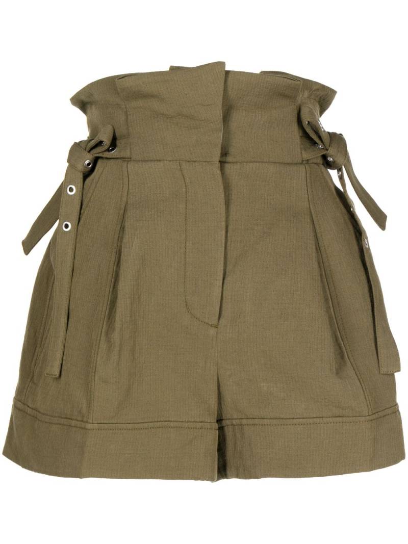 3.1 Phillip Lim Paperbag cotton-linen shorts - Green von 3.1 Phillip Lim