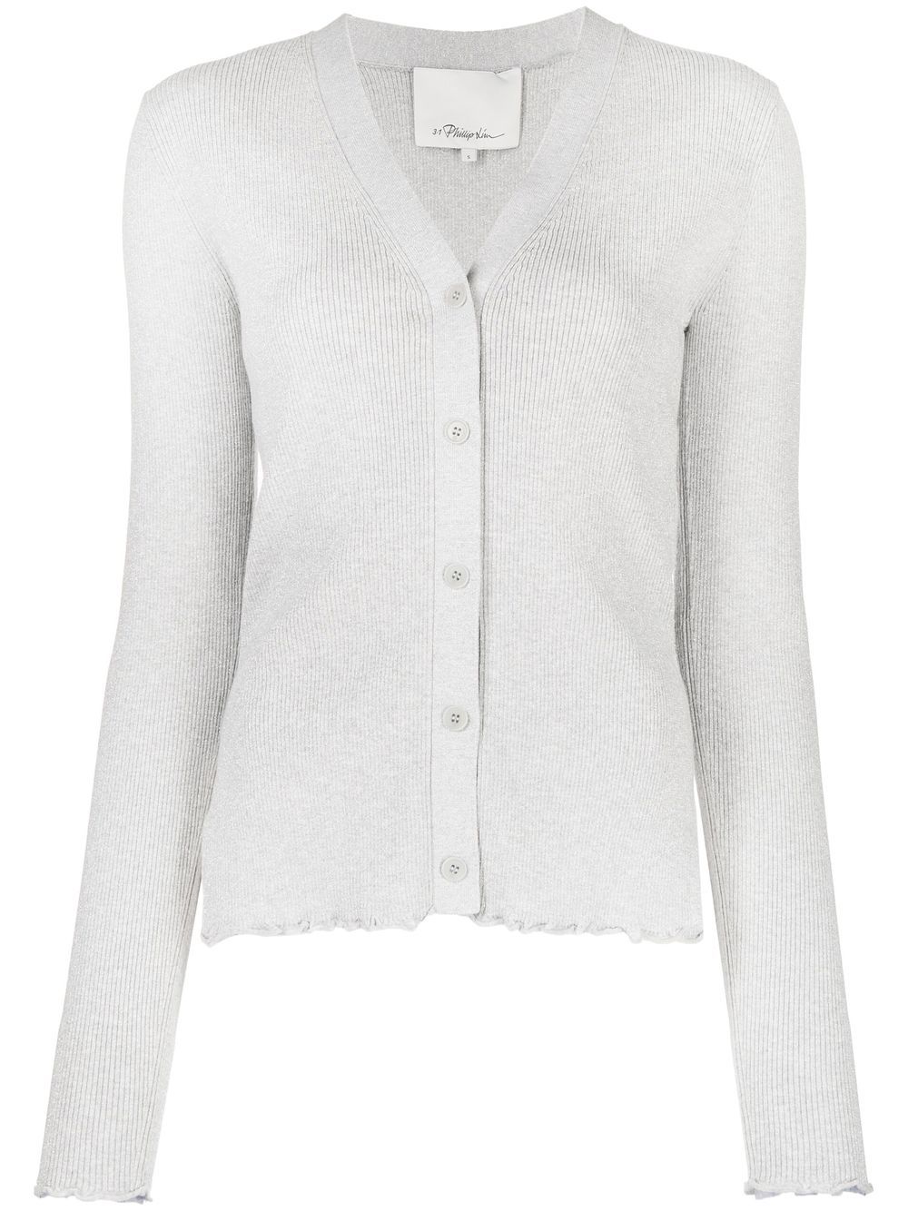 3.1 Phillip Lim Ruffle-Seamed long-sleeve cardigan - Grey von 3.1 Phillip Lim