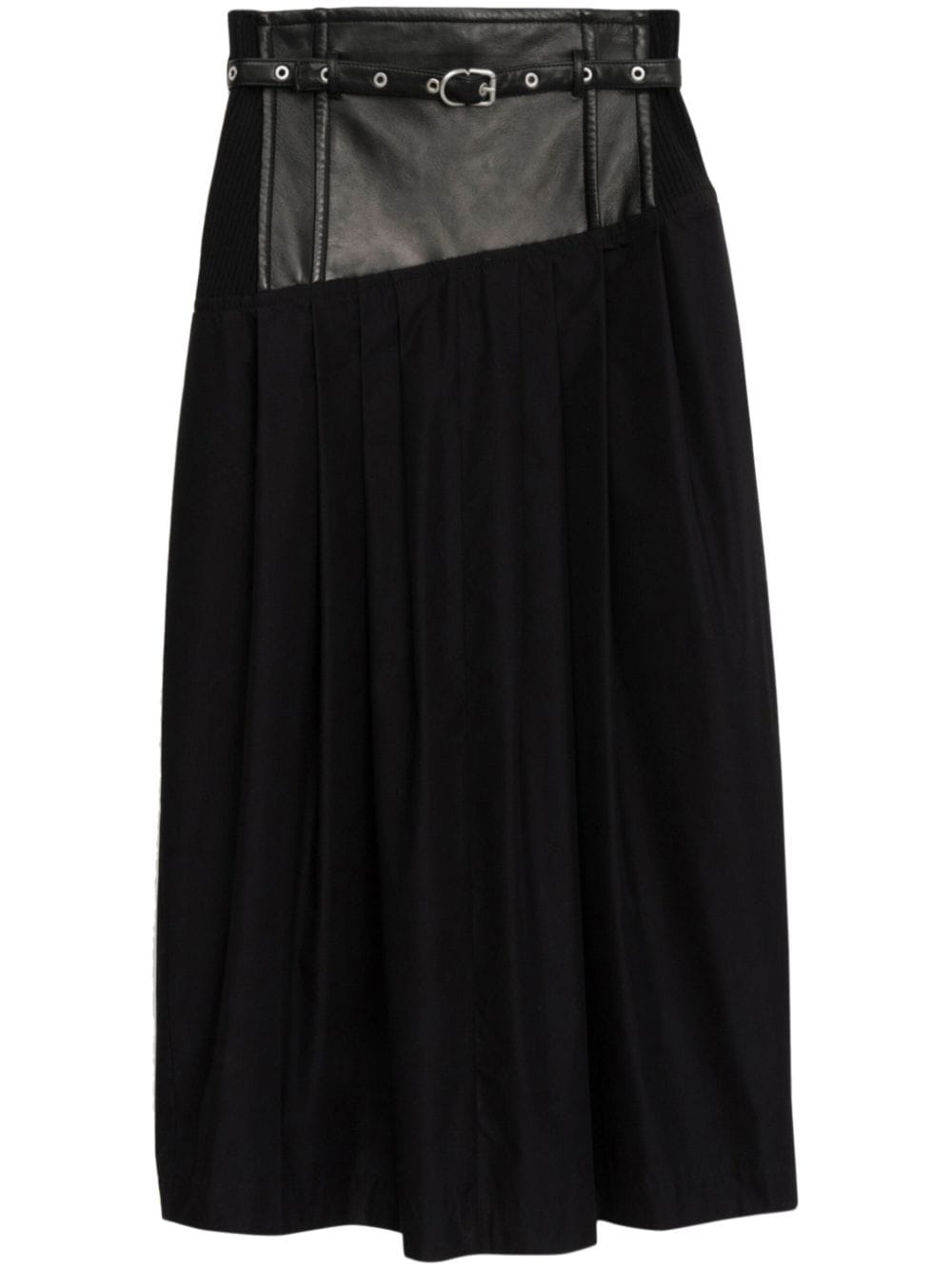 3.1 Phillip Lim Yoke leather pleated midi skirt - Black von 3.1 Phillip Lim