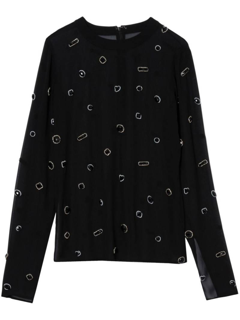 3.1 Phillip Lim gemstone-embellished silk T-shirt - Black von 3.1 Phillip Lim