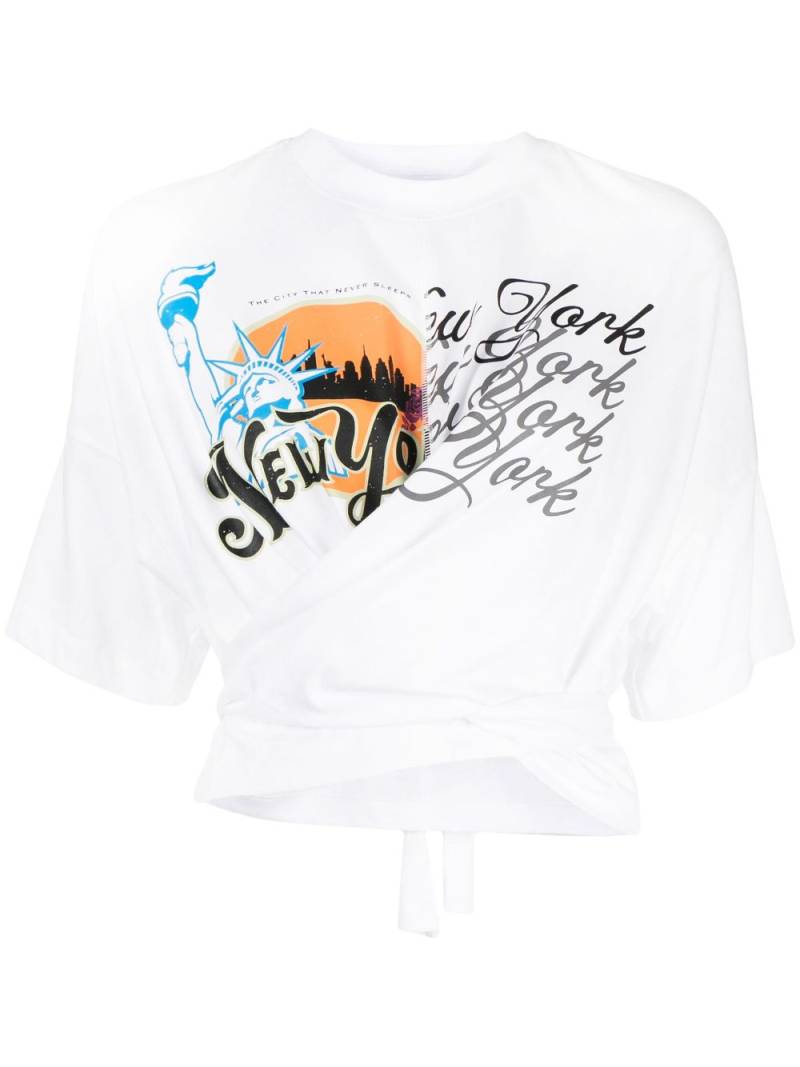 3.1 Phillip Lim graphic-print twist-detail T-shirt - White von 3.1 Phillip Lim