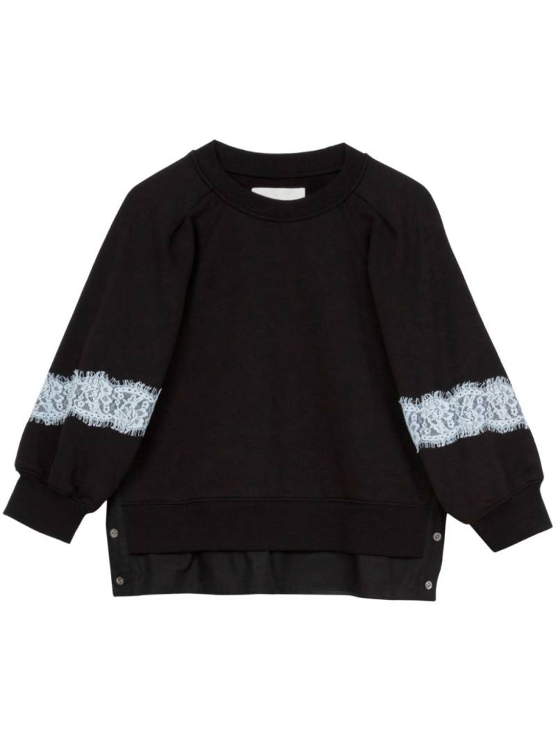 3.1 Phillip Lim lace-detail cotton sweatshirt - Black von 3.1 Phillip Lim